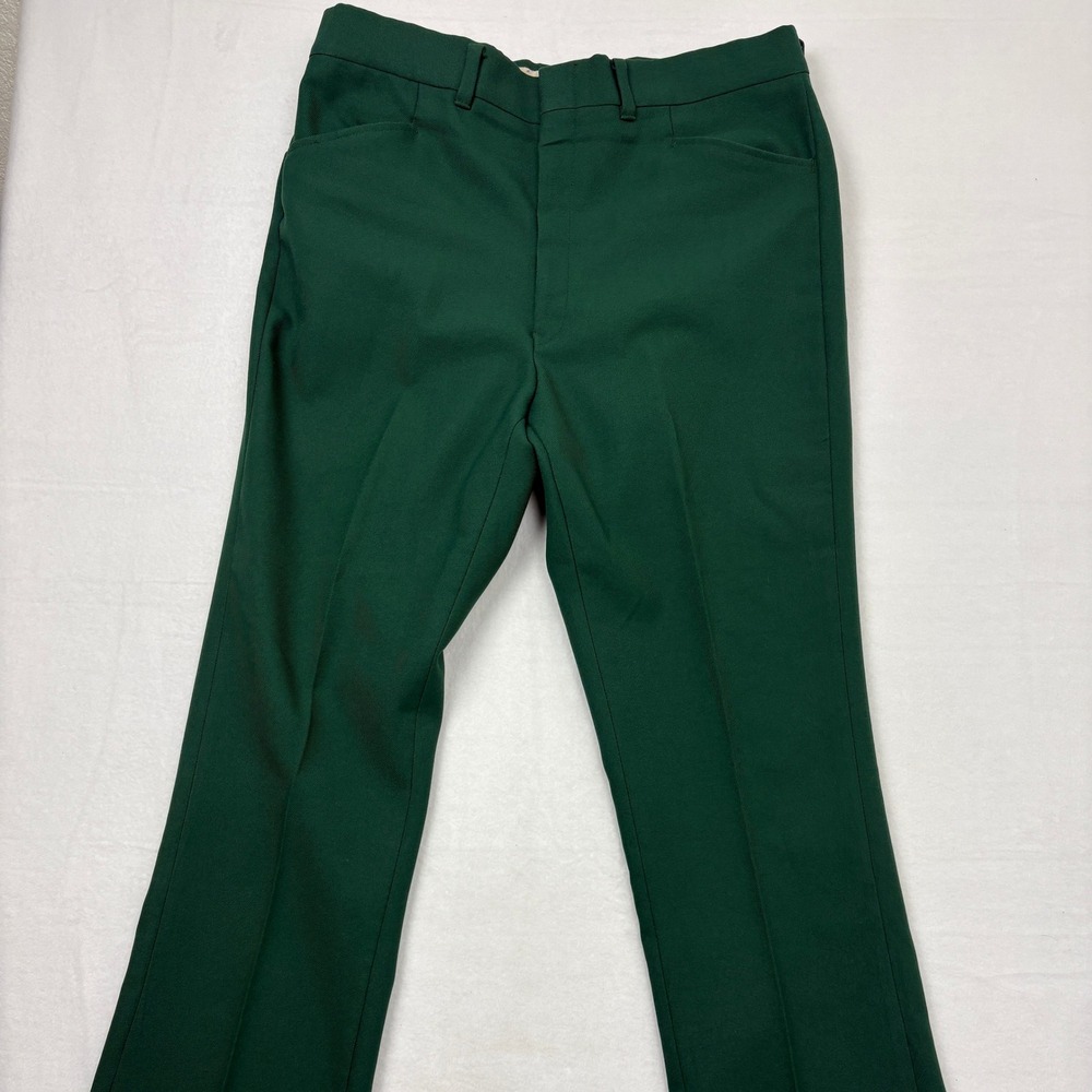 Vintage Kings Road Sears Perma-Prest Green Dress Pants Full Cut 38M Mens Slacks